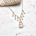 Flea cone shell charm Necklace w/ white pearls