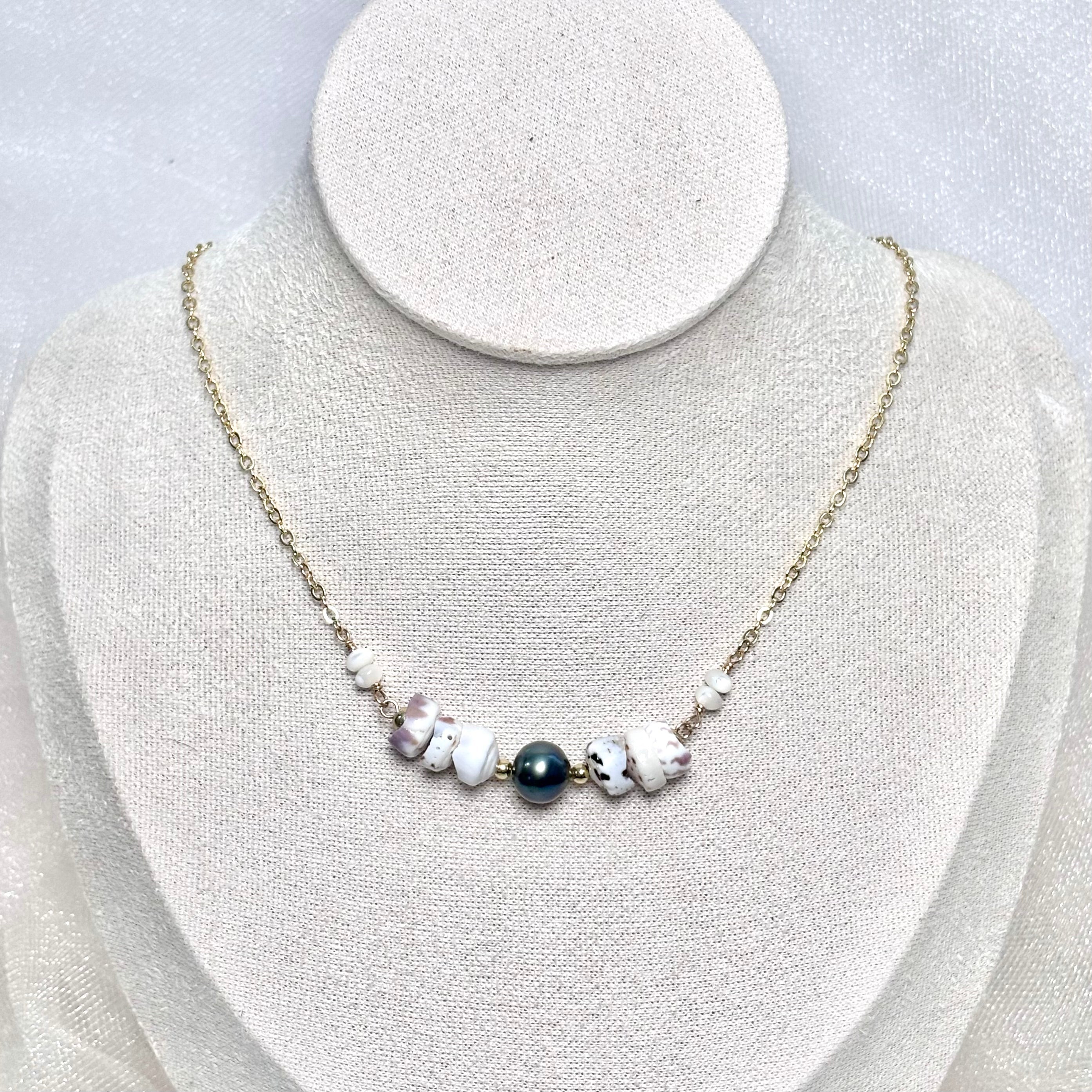 Tahitian pearl Necklace w/ puka shells