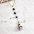 Flea cone shell Necklace w/ dark pearls