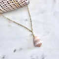 Abbreviated cone shell Necklace w/ white pearl