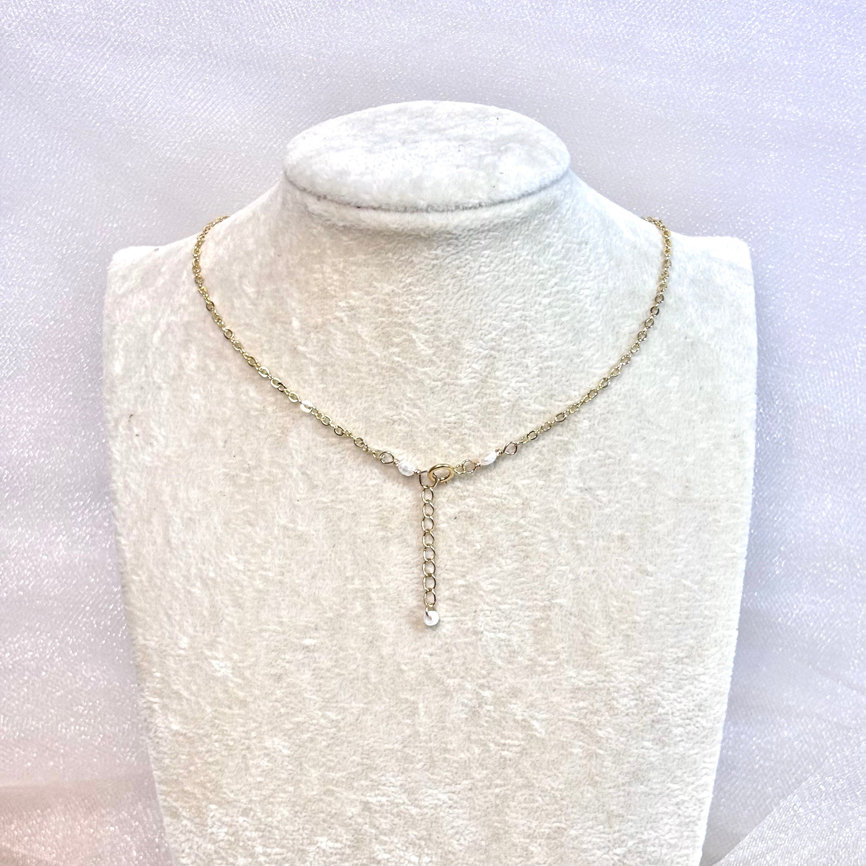 Hebrew cone shell Lariat Necklace w/ white pearl