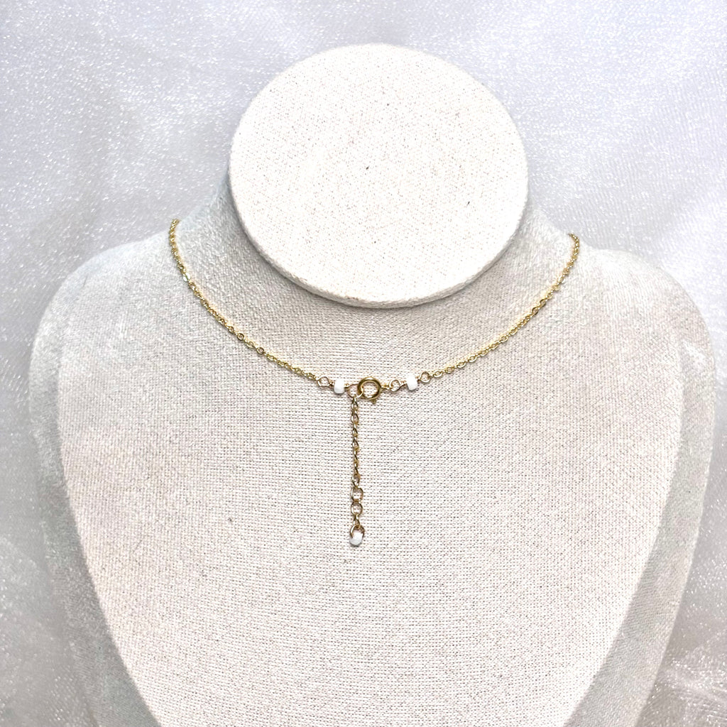 Flea cone shell charm Necklace w/ white pearls