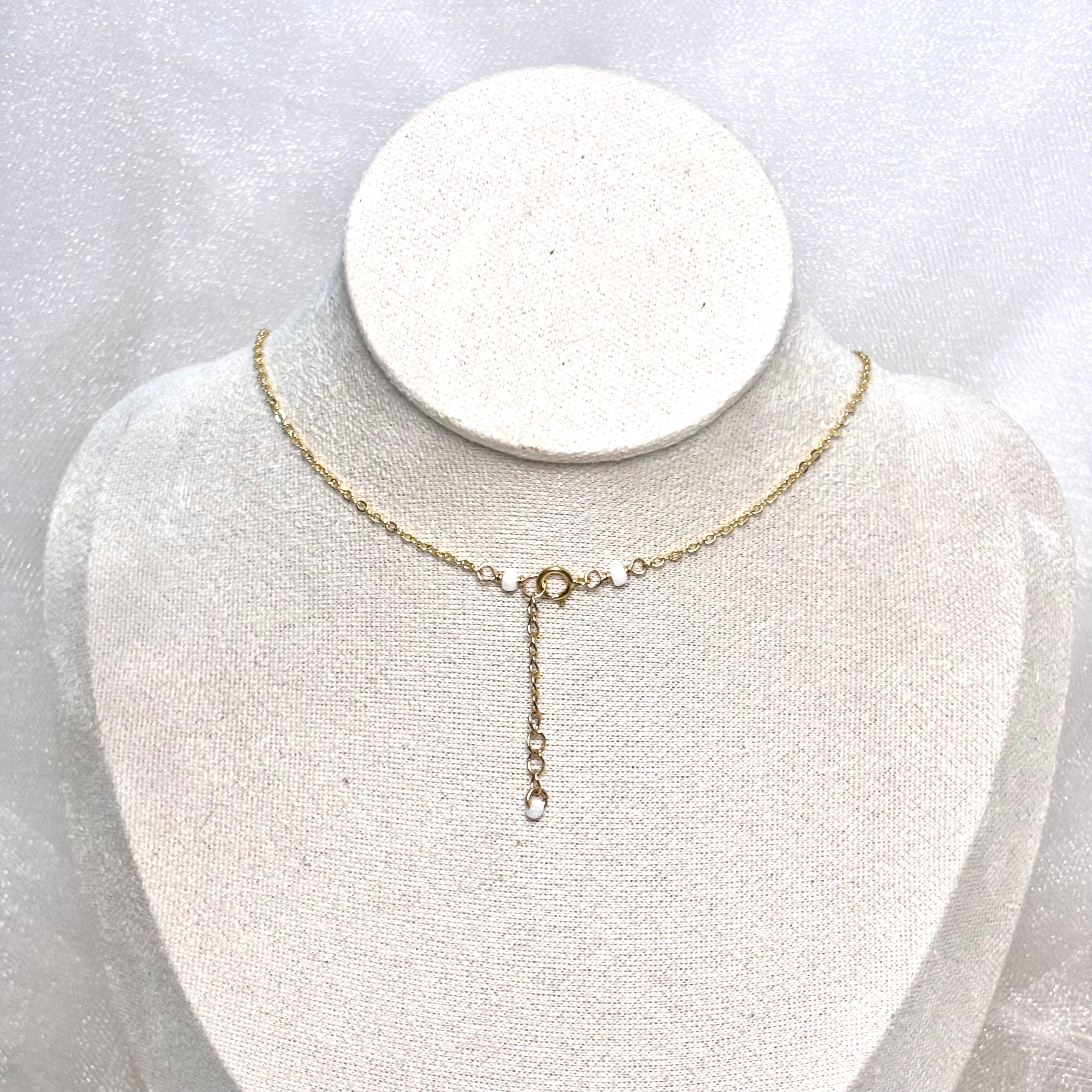 Flea cone shell charm Necklace w/ white pearls