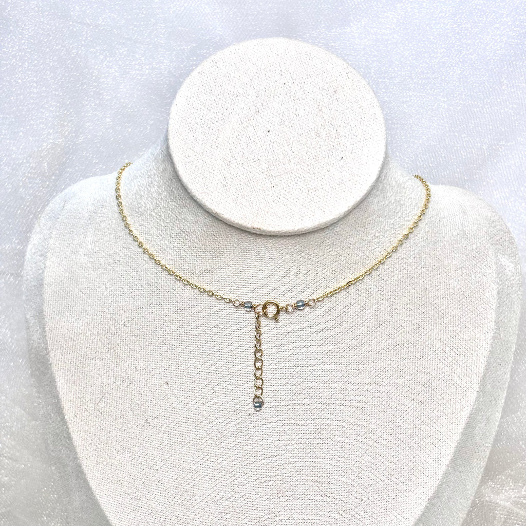 Chaldean cone shell charm Necklace w/ light gray pearls