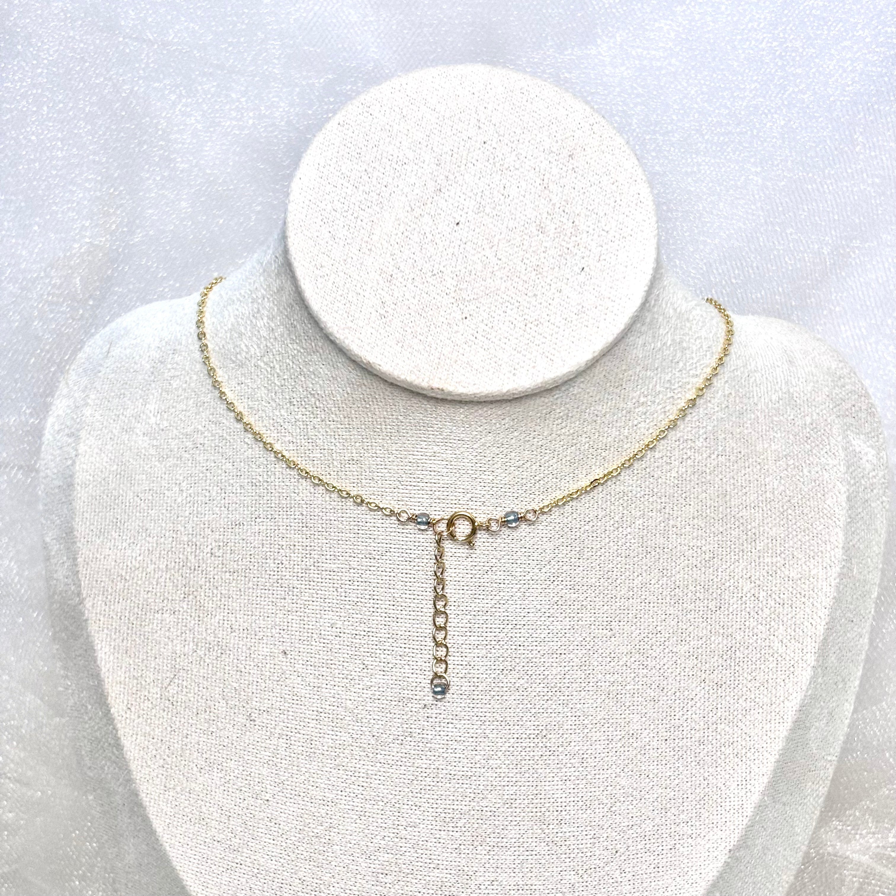 Chaldean cone shell charm Necklace w/ light gray pearls