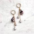 Cat cone shell Earrings w/ light gray pearls