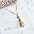 Calf cone shell Necklace w/ blue pearl