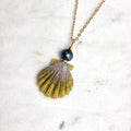 Hawaiian sunrise (moonrise) shell Necklace w/ Tahitian pearl