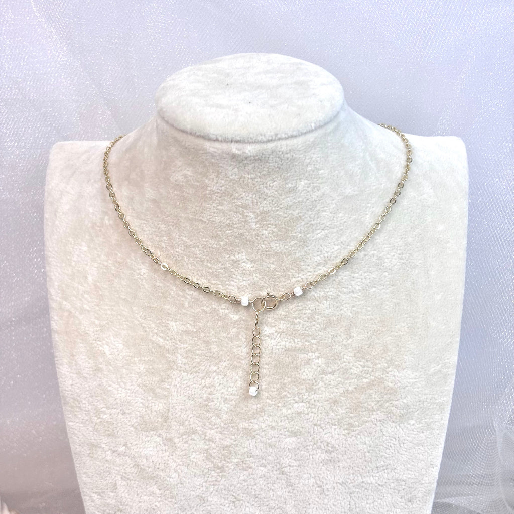 Abbreviated cone shell Lariat Necklace w/ white and pink pearls
