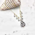 Hebrew cone shell charm Necklace w/ light gray pearls