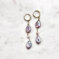 Pink teardrop Earrings w/ white pearls
