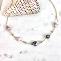 Multiple mini cone shell Necklace w/ Tahitian pearls