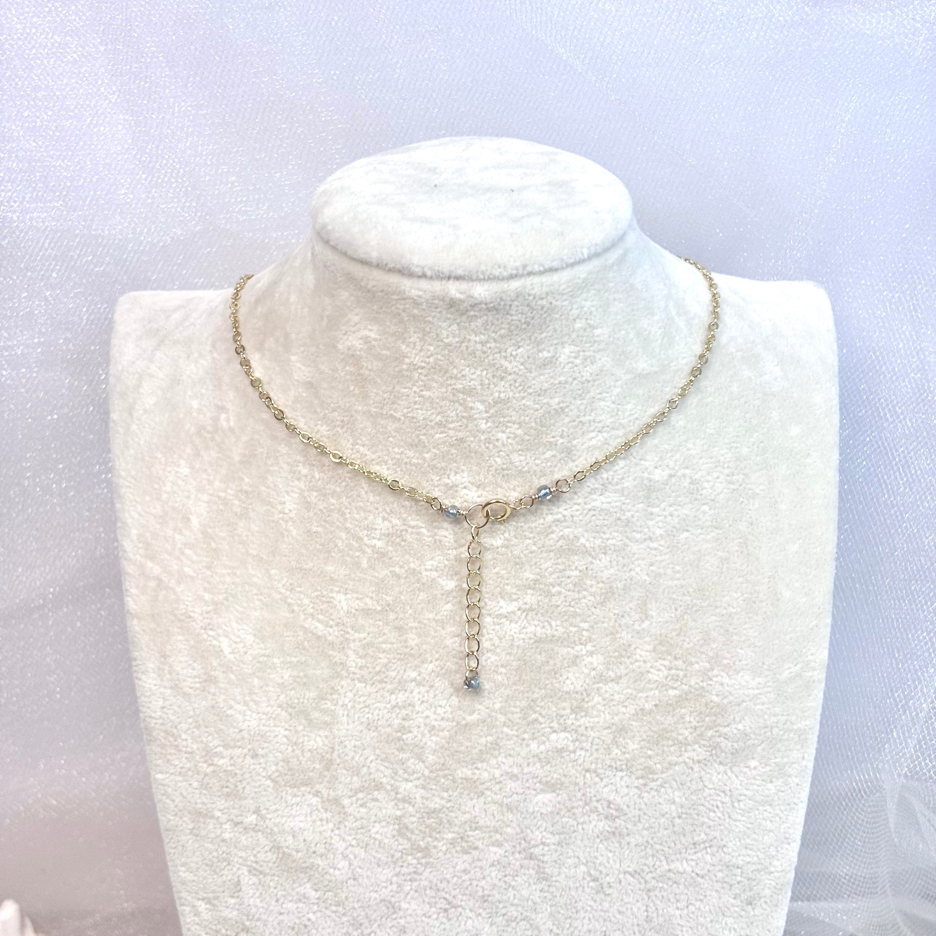 Hebrew cone shell Lariat Necklace w/ dark pearls
