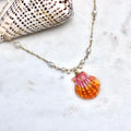 Hawaiian sunrise shell Necklace w/ white pearls