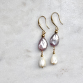 Pink teardrop Earrings w/ Pikake