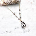 Hebrew cone shell Necklace w/ light gray pearl
