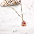 True pair Hawaiian sunrise shell Necklace w/ white pearls